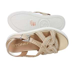 Sandales compensées Stonefly Donna en bois de santal beige et or, talon de 5 cm, taille 37 - Product Image 6