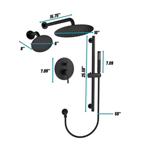 Xinxi Cross-border 10inch American Style Concealed Three-Function Dual <b>Shower</b> Head <b>System</b> Stainless Steel Matte Black Hotel BXW- - Product Image 2
