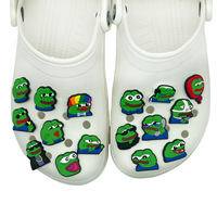 Mignon dessin animé triste grenouille PVC caoutchouc souple sabot breloques chaussures boucle polyvalent personnalisé chaussures décorations bricolage accessoires pour sabots