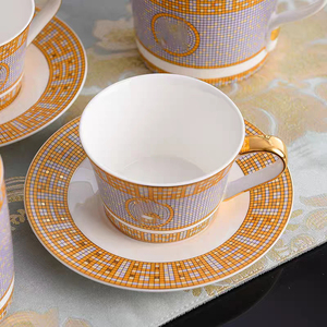 Luxury Nordic Gold Mosaic Ceramic Coffee and <b>Tea</b> <b>Sets</b> Home Decor with Gilded Handle - Product Image 4