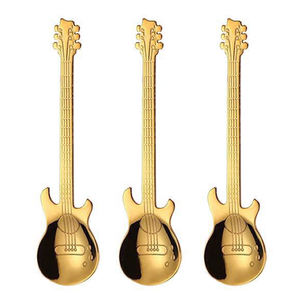 Maßgefertigter Gitarrenförmiger Löffel aus Edelstahl Metall-Mischlöffel für Kaffee und Tee für Musikbars - Product Image 1