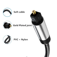 Connecteurs plaqués or, câble audio numérique optique Toslink multi-canaux noir de 6 pieds pour système audio, barre de son, home cinéma