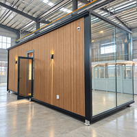 Rumah Prefab Kaca Cermin Mewah Atap Tempered Modern Rumah Modular Prefabrikasi Kecil yang Dapat Dipindahkan Kabin Airbnb Resor Hotel