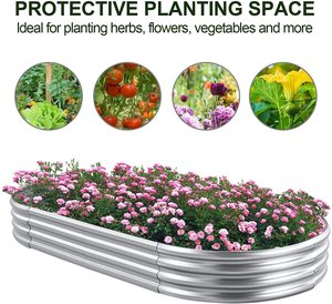 Hot 17 Inches Tall Oval <b>Large</b> Metal Raised Garden Beds Galvanized Planter <b>Box</b> for Home Outdoor Vegetables Flowers Herbs - Product Image 3