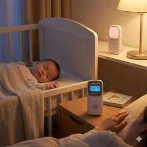 Babyphone numérique DECT haute sensibilité avec surveillance de la température et de l'humidité, interphone bidirectionnel, veilleuse et mode VOX - Product Image 4