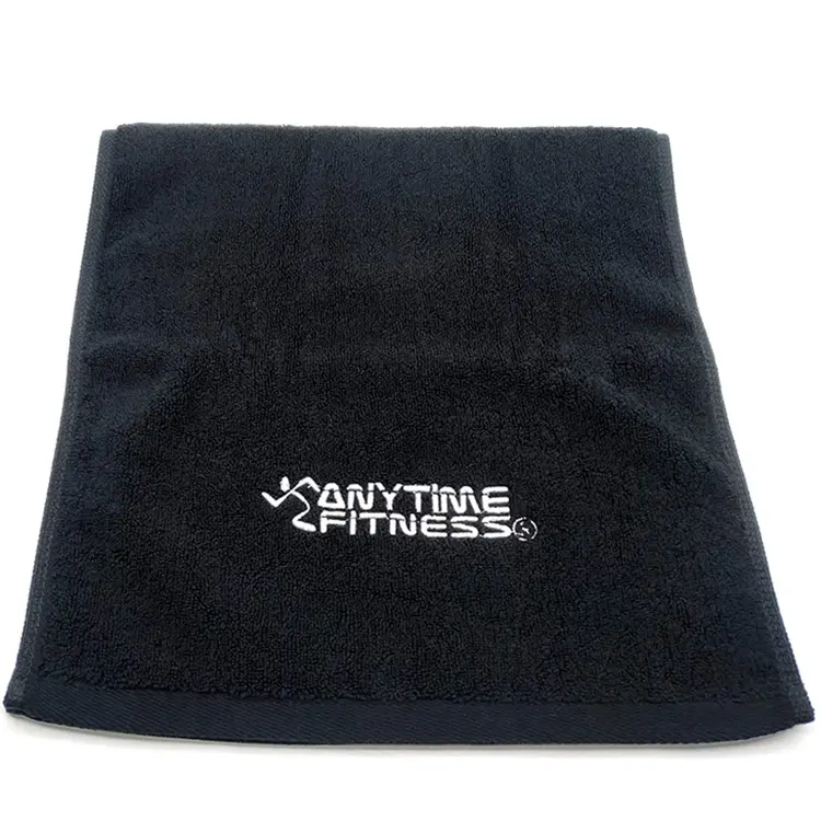 Zwarte Kleine Gym Handdoeken 100% Katoen Bulk Sport Gym Fitness Handdoek Met Logo