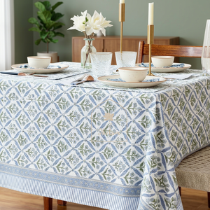 Khushboo Cotton 3mm Luxury Eco-Friendly Natural Style Floral Print Home Decoration Wedding <b>Garden</b> Party <b>Table</b> Cloth Placemat - Product Image 2