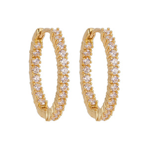 Pendientes de Aro de Aleación de Zinc con Engaste de Garra y Zirconia Redonda, Adornados, Modernos para Uso Diario - Product Image 4