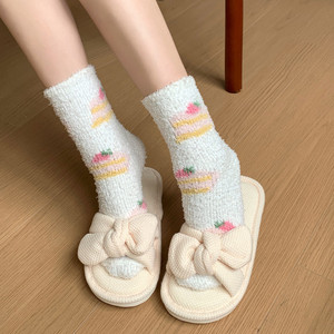 <span class=keywords><strong>Chaussettes</strong></span> en polaire corail pour femmes, épaisses, jacquard, chaudes, imprimées de dessins animés, douces, pour la <span class=keywords><strong>maison</strong></span>, pour dormir - Product Image 4