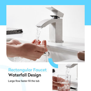 Modern 304 Stainless Steel Waterfall Single Handle Lavatory Sink luxury bathroom Faucets - Product Image 2
