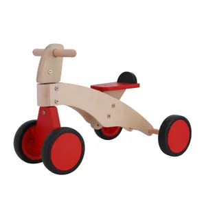 子供用木製バランスカースクーターカー四輪バランスバイク無垢材ブナベビーウォーカーおもちゃ
