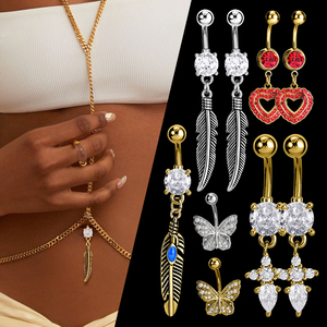 Anillo de vientre de mujer sexy de lujo Anillo de vientre de acero inoxidable Bellr Anillos de ombligo - Product Image 6