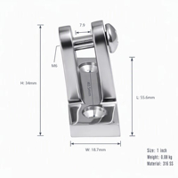 Charnière de pont à base angulaire en acier inoxydable 316 à dégagement rapide pour montage de capote Bimini, quincaillerie marine OEM ODM