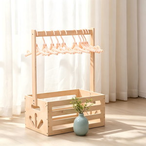 <strong>Wooden</strong> Baby Shower Crate Closet , Baby Storage Nursery Crate <strong>Hamper</strong> with Handle, <strong>Gift</strong> <strong>Basket</strong> for Baby Nursery Excluding Hangers - Product Image 5