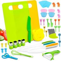 Ensemble de cuisine pour enfants de 31 pièces avec outils d'apprentissage précoce, sûr pour les petites mains, cuisine de simulation en plastique