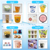Machine de remplissage et de scellage automatique de petit gobelet en plastique de type rotatif pour boisson liquide jus lait chaud huile yaourt