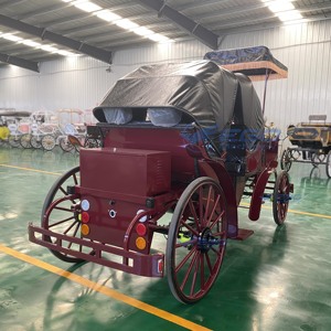 Charrette à chevaux électrique populaire rouge pour le tourisme, style européen, avec auvent pare-soleil, pour mariage, modèle citrouille - Product Image 1