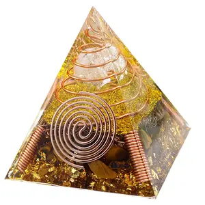 Vendita calda sfera di cristallo bianco occhio di tigre piramide di Orgonite pietra naturale energia Orgone piramide regalo