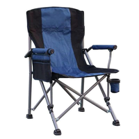 Chaise de camping pliante en aluminium robuste avec dossier haut et accoudoirs rembourrés, capacité de 350 lb, avec porte-gobelet, pour l'extérieur, le jardin, la salle de sport et l'hôtel