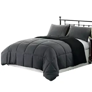 Venda quente macio personalizado simples designer king size cinzento escuro consolador define cama luxo