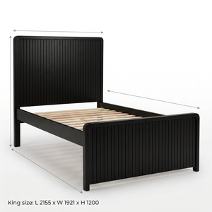 Cadre de lit plateforme de luxe King Size, construction robuste en pin Radiata et MDF, style classique moderne, blanc/noir - Product Image 2