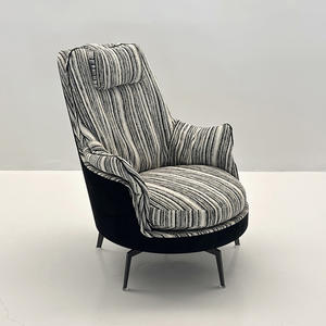 Fauteuil de salon de luxe en acier inoxydable et cuir, chaise individuelle pour la maison, l'hôtel, le bureau, personnalisable - Product Image 2