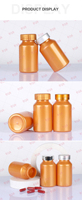 PET Orange Food Grade 200ml Suplemento Cápsulas de vitamina Tableta Botella de plástico con tapa superior abatible personalizada Tapa metálica