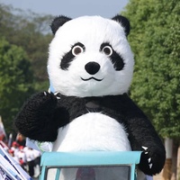 QUTENG Costumes de mascotte gonflables en peluche XL Panda et Ours polaire de 2 m pour adultes unisexe, pour fêtes d'Halloween et promenades