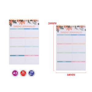 Agenda Settimanale A5 con 50 Fogli Carta 100gsm Copertina Rigida Rilegatura Termica Gestione Efficiente delle Attività per Uso Scolastico/Regalo - Product Image 1