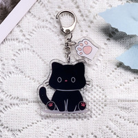 Porte-clés personnalisés en acrylique transparent avec logo patte de chat de dessin animé, breloques et anneaux porte-clés en plastique sur mesure pour anime
