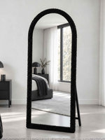 Miroir sur pied arqué pleine longueur avec cadre en velours bouclé pour chambre, salon, dressing – Vente en gros