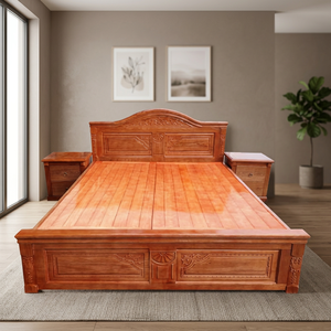 Hand-Carved Solid <b>Oak</b> Wood Traditional European Bed with 250kg-450kg Load Capacity and 1.6m-1.8m X 2m Size - Product Image 2