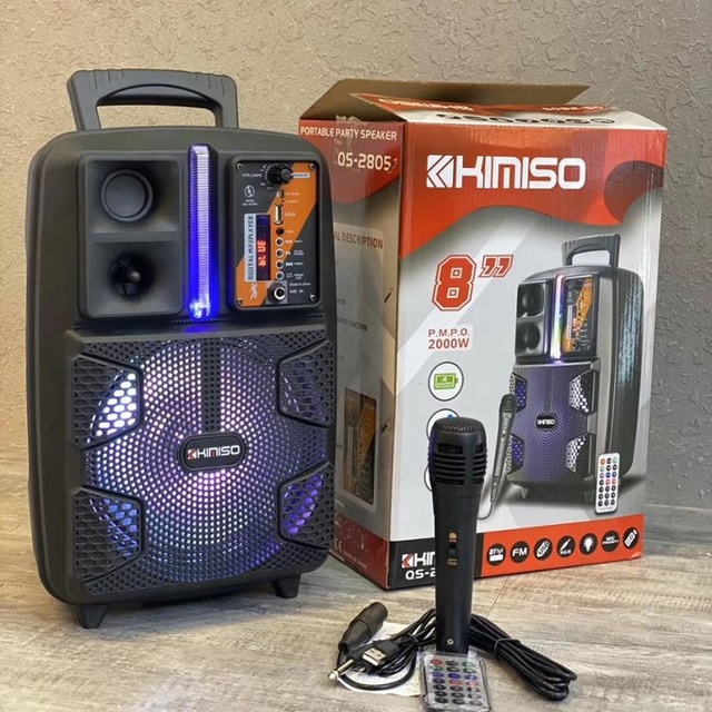 8 Inch Outdoor Portable Trolley Speaker DJ Speaker System With LED Light KIMISO QS-2805 Wireless Tooth Speaker Home Amplifier Ce