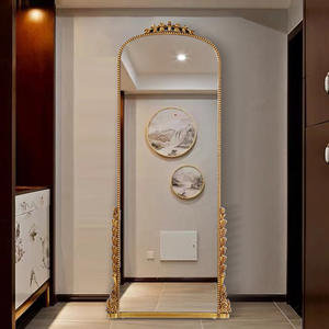 Specchio a specchio con <span class=keywords><strong>cornice</strong></span> in legno retrò francese a figura intera specchio <span class=keywords><strong>Vintage</strong></span> ad arco europeo a casa a parete con supporto in vetro vestito da specchio da pavimento - Product Image 5