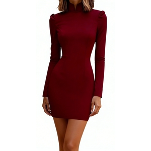 Vestidos Elegantes de Cuello Alto y Color Sólido para Mujer, Nueva Colección Otoño/Invierno, Ropa de Moda Femenina - Product Image 4