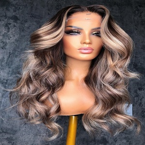Peluca de Cabello <span class=keywords><strong>Humano</strong></span> con Ondas Largas <span class=keywords><strong>y</strong></span> Naturales, sin Pegamento, con Frente de Encaje 13x4, Cabello Remy Vietnamita, para Encaje HD Transparente, Color Marrón Natural/Negro para Mujeres - Product Image 2