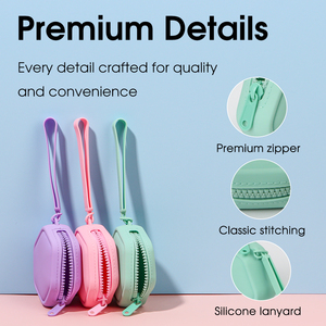 <span class=keywords><strong>Portefeuille</strong></span> en silicone en gros, mini porte-cartes mignon pour femme, pochette portable pour billets, étui à fermeture éclair avec logo personnalisé - Product Image 2