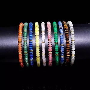 4x2mm 천연 녹색 Aventurine 보석 팔찌 골드 론델 스톤 비즈 치유 크리스탈 쌓을 수있는 스트레치 팔찌 선물 - Product Image 2