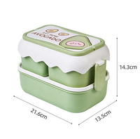 Boîte à lunch mignonne à motif de fruits avec double couvercle de conservation, couvercles de bento pour micro-ondes, en plastique de haute qualité, individuelle, pour étudiants et voyages