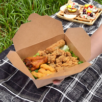 Emballage alimentaire jetable en papier brun de qualité alimentaire, boîte à emporter pour la restauration rapide, boîte à lunch en papier kraft