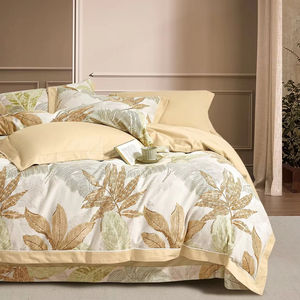 Juego de funda de edredón cómoda y fresca simple con dos fundas de almohada Juego de cama textil para el hogar con estampado floral - Product Image 3