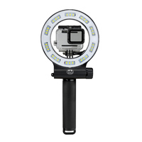 Lampe LED sous-marine Seafrogs 1800LM, angle de faisceau 120°, étanche IPX8, lumière annulaire flash 40m pour caméra d'action SJCAM