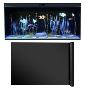 Sfondo Moderno <span class=keywords><strong>per</strong></span> Acquario in PVC - Decorativo Nero, Antiesplosione, Lavabile, Adesione Elettrostatica, Senza Colla, Facile da Installare - Product Image 1
