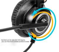 Casque de centre d'appels binaural avec suppression du bruit, casque USB pour ordinateur, casque filaire avec microphone pour le bureau