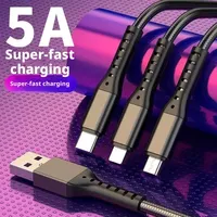 Câble de charge rapide 3 en 1, chargeur universel multi-ports, gaine en nylon tressé pour connecteurs Type C Micro USB, charge rapide
