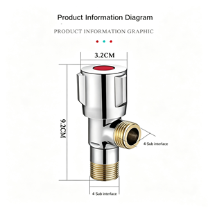 Vanne d'angle en cuivre pur épaissi pour toilettes, contrôle manuel chaud/froid, pour chauffe-eau triangulaire, vente en gros d'usine - Product Image 1