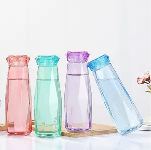 Feiyou benutzer definierte 14oz Diamond Design Bpa kostenlose Flaschen Glas Wasser trinken Verpackung Sport Gym Glas Wasser flaschen Großhandel