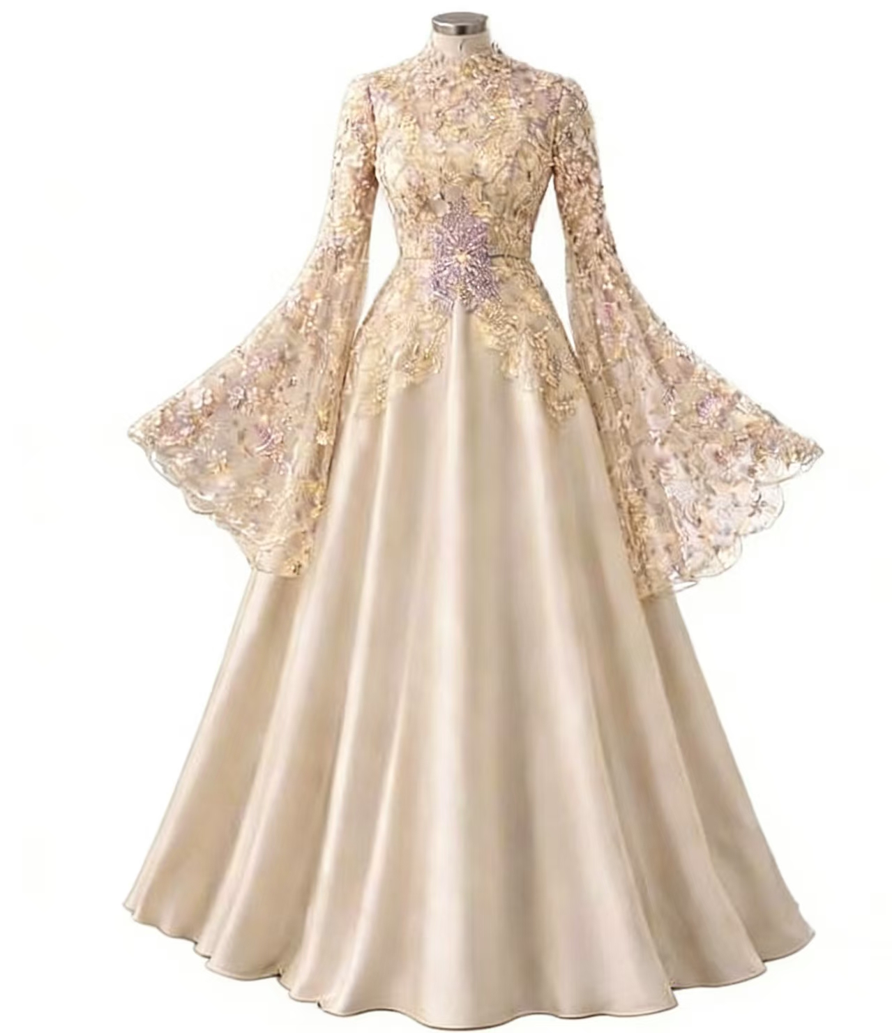 eighth grade formal dresses Mesh Bell Sleeve Velvet Dress main image 1