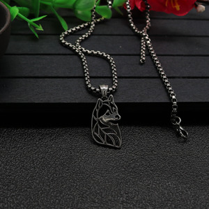Collar con colgante Shiba Inu de yunnique, diseño geométrico de animales en acero de titanio, joyería de regalo unisex - Product Image 4