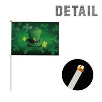 Drapeau en polyester à manivelle pour la Saint-Patrick, 14x21 cm, avec bâton en plastique de 30 cm, imperméable, écologique, décorations festives